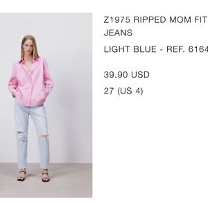 Zara Ripped Mom Jeans size USA4
